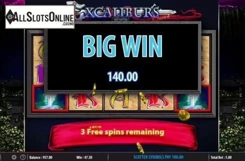 Big Win. Excalibur's Choice from Barcrest