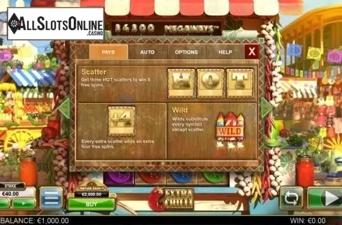 Paytable 4. Extra Chilli from Big Time Gaming