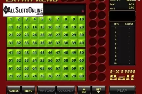Game Screen 1. Extra Keno from Tom Horn Gaming
