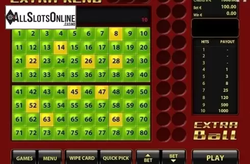 Game Screen 2. Extra Keno from Tom Horn Gaming