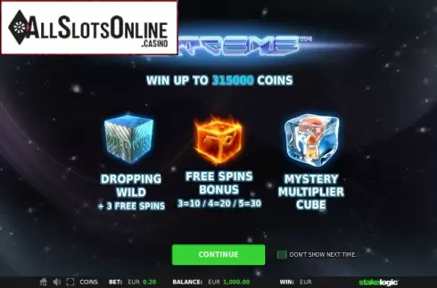 Game features. Extreme (StakeLogic) from StakeLogic