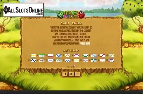 Paylines. Freaky Fruits from Skywind Group