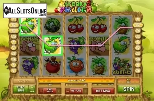 Win Screen . Freaky Fruits from Skywind Group