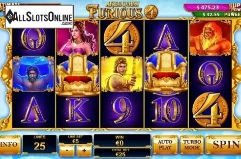 Win Screen. Age of the Gods: Furious Four from Playtech