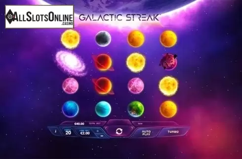 Reels screen. Galactic Streak from Playtech