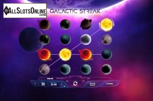 Wild win screen. Galactic Streak from Playtech