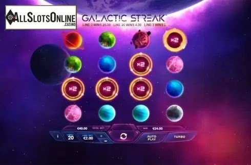 Multiplier screen. Galactic Streak from Playtech