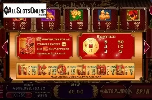 Paytable. Gong He Xin Xi from CQ9Gaming