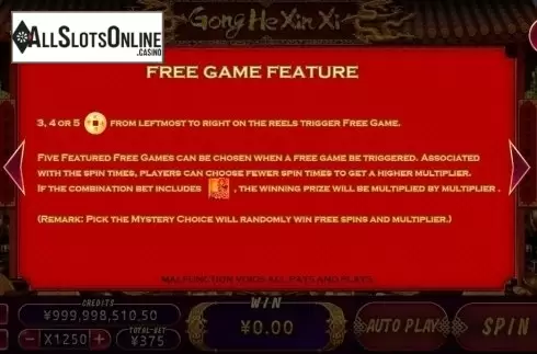 Free Spins. Gong He Xin Xi from CQ9Gaming