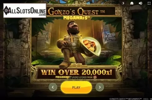 Start Screen. Gonzo's Quest Megaways from Red Tiger