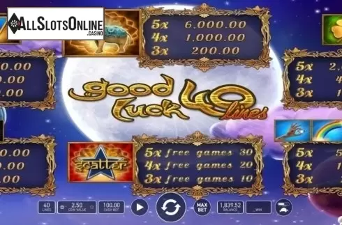 Paytable. Good Luck 40 from Wazdan