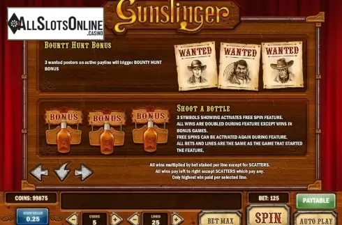 Paytable 2. Gunslinger (Play'n Go) from Play'n Go