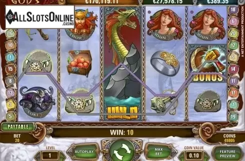 Win screen 2. Hall of Gods from NetEnt
