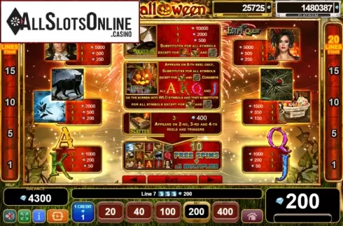 Paytable. Halloween Egypt Quest from EGT