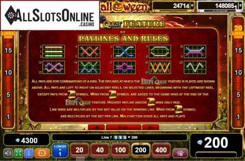 Paylines. Halloween Egypt Quest from EGT