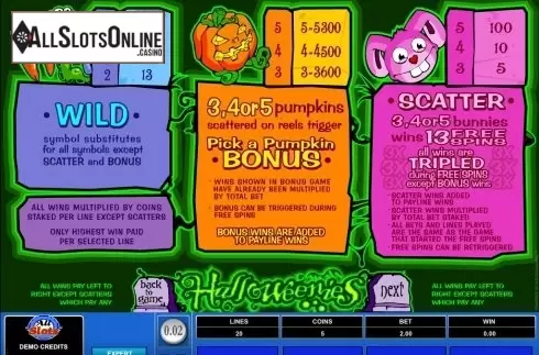 Screen2. Halloweenies from Microgaming