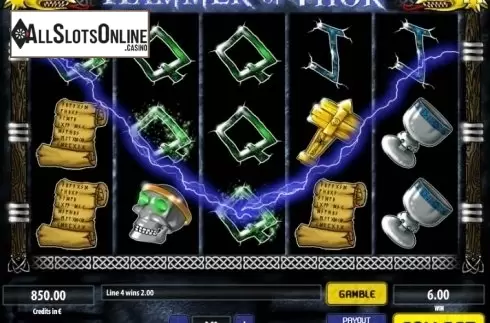 Win screen. Hammer Of Thor from Tom Horn Gaming