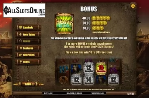 Paytable 3. Heavy Metal Warriors from iSoftBet