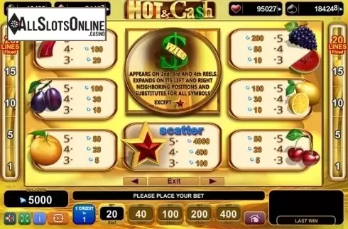 Screen2. Hot & Cash from EGT