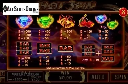 Paytable. Hot Spins (CQ9Gaming) from CQ9Gaming
