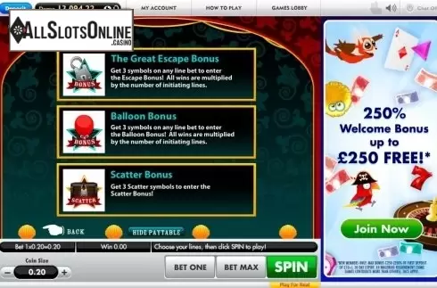 Paytable 2. Houdini from Roxor Gaming