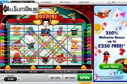 Game Workflow screen (Betway). Houdini from Roxor Gaming