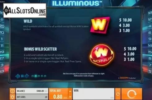 Paytable 2. Illuminous from Quickspin