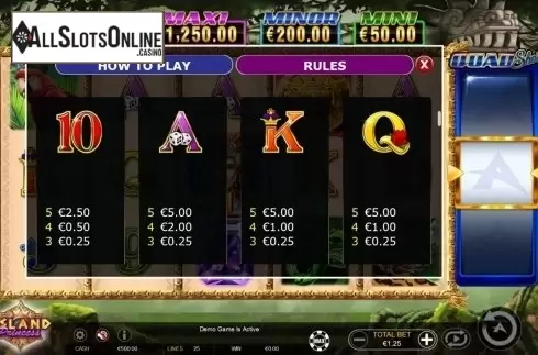 Paytable 3. Island Princess Quad Shot from Ainsworth