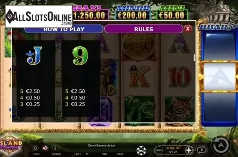 Paytable 4. Island Princess Quad Shot from Ainsworth