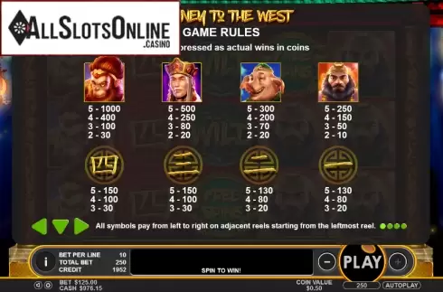 Paytable 1. Journey to the West (Pragmatic Play) from Pragmatic Play