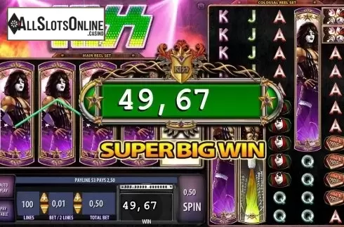 Super Win screen. KISS: Shout it Out Loud! from WMS