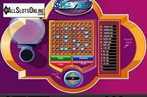 Game Screen 2. Keno (1x2gaming) from 1X2gaming