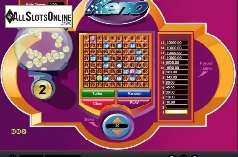 Game Screen 3. Keno (1x2gaming) from 1X2gaming