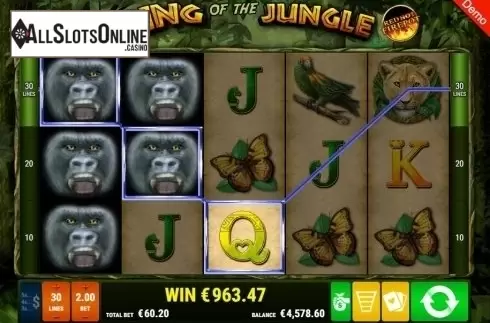 Win Screen. King of the Jungle RHFP from Gamomat
