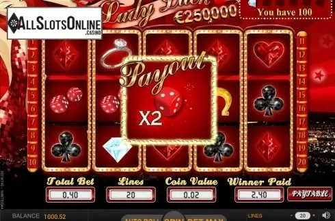 Multiplier screen. Lady Luck (SkillOnNet) from SkillOnNet