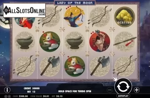 Game Workflow screen. Lady of the Moon from Pragmatic Play