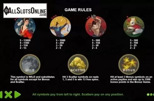 Paytable 2. Lady of the Moon from Pragmatic Play