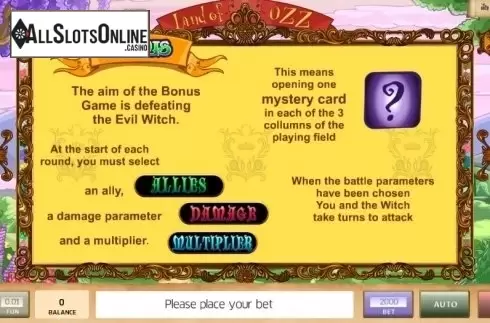 Features. Land of Ozz from InBet Games