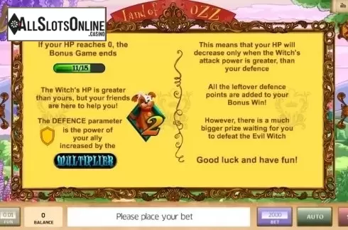 Features. Land of Ozz from InBet Games