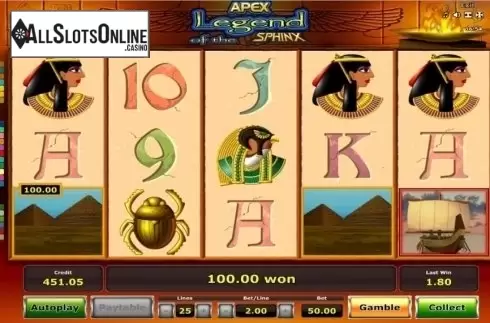 Win Screen 2. Legend of the Sphinx from Apex Gaming