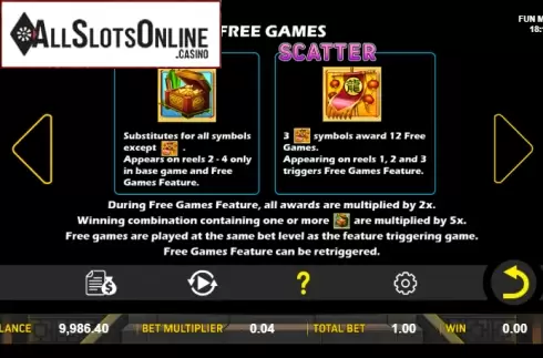 Paytable 2. Long Men Treasure from Aspect Gaming