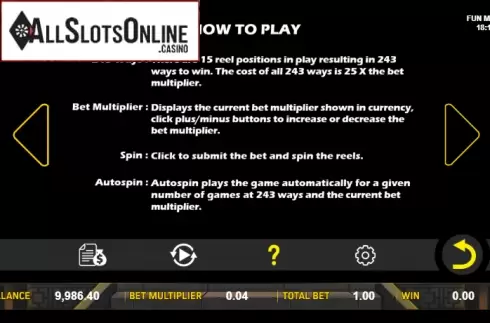 Paytable 4. Long Men Treasure from Aspect Gaming
