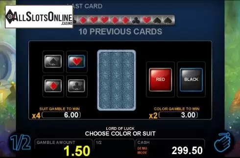 Risk Game Screen. Lord of Luck (Casino Technology) from Casino Technology