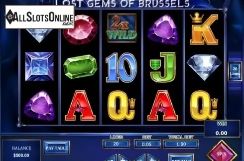 Game Workflow screen. Lost Gems of Brussels from Pragmatic Play