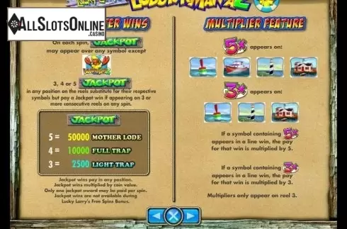 Paytable 2. Lucky Larry's Lobstermania 2 from IGT