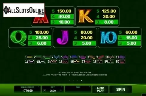 Paytable 4. Lucky Leprechaun (Microgaming) from Microgaming
