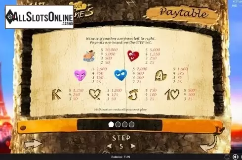 Paytable . Mad 4 Valentine's from Espresso Games