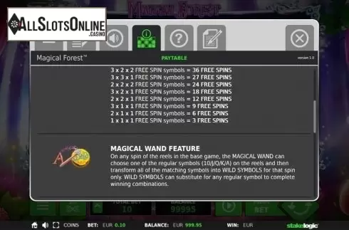 Paytable 2. Magical Forest (StakeLogic) from StakeLogic
