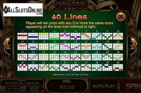 Lines. Mahjong King (CQ9 Gaming) from CQ9Gaming