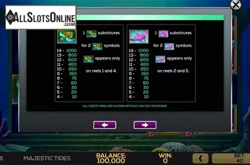 Paytable 2. Majestic Sea 2 from High 5 Games
